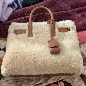 Saint Laurent Sac Du Jour Shearling Tote Bag